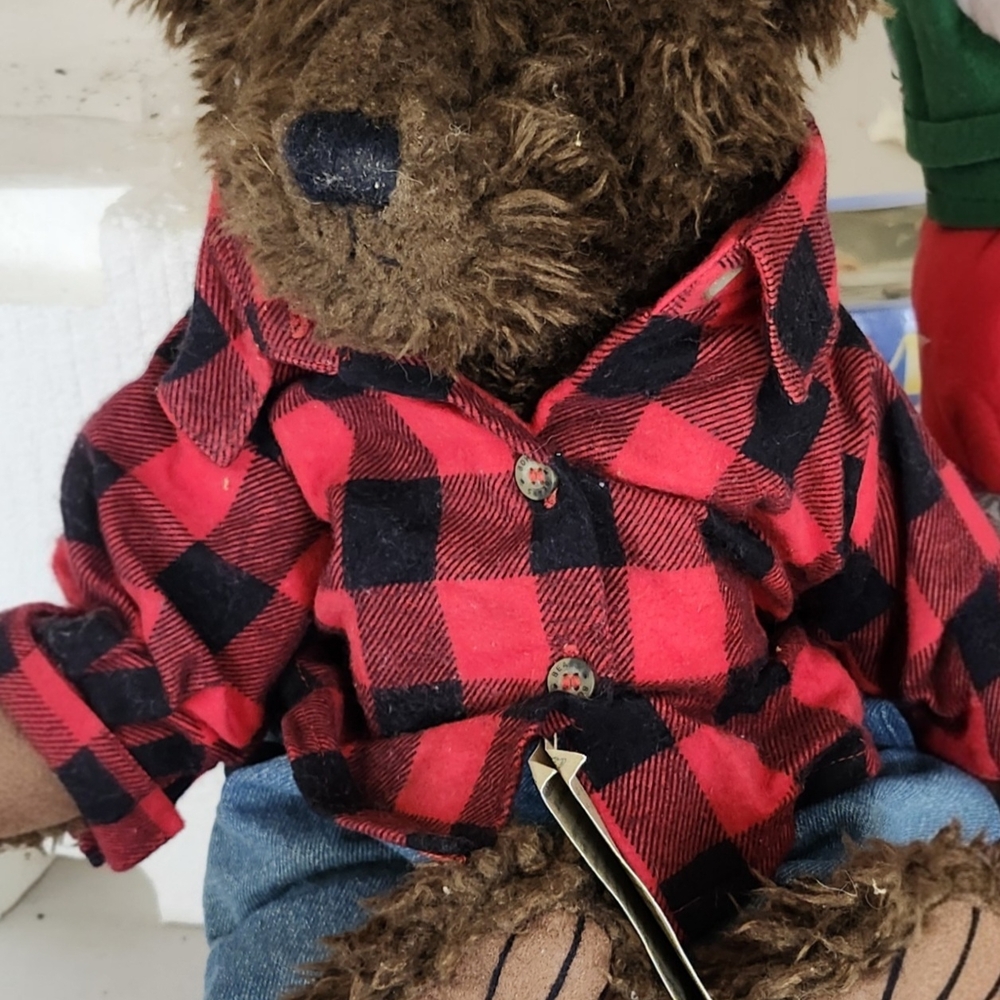 Plaid Red and Black Teddy Bear